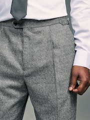 Серый - Slim Fit Textured Herringbone Suit Trousers - Изображение 5 из 8