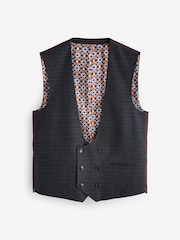 Bleu marine - Gilet de costume Carreaux à coupe fine et à bordures - Image 6 de 9