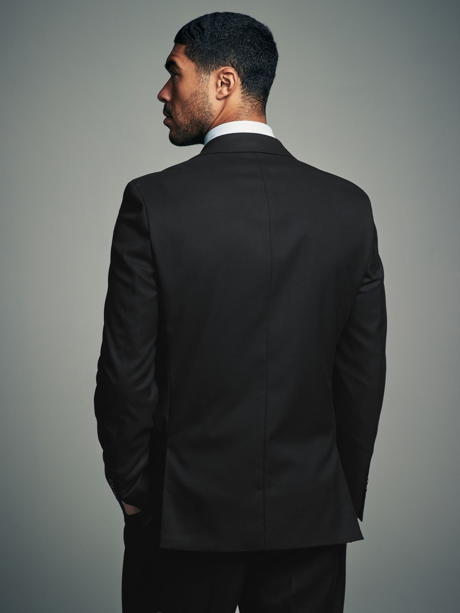 Buy Black Slim Fit Flannel Suit Jacket from Next USA