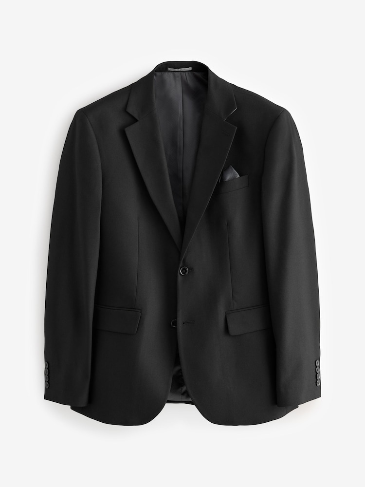 Noir - Coupe ajustée Flannel Costume Veste - Image 5 of 10