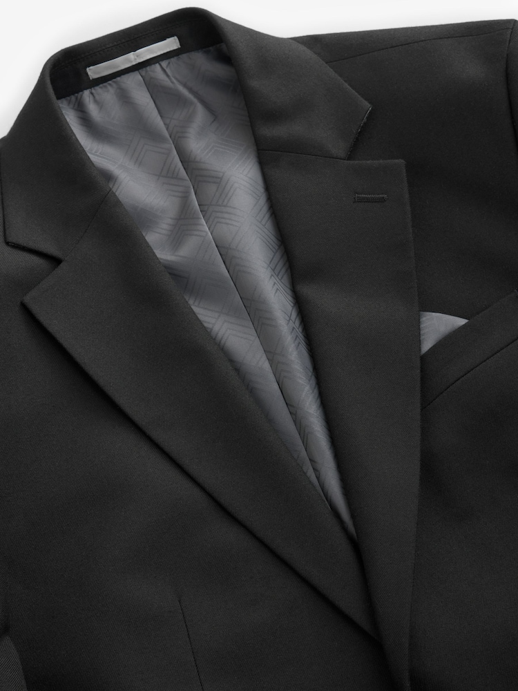 Noir - Coupe ajustée Flannel Costume Veste - Image 7 of 10