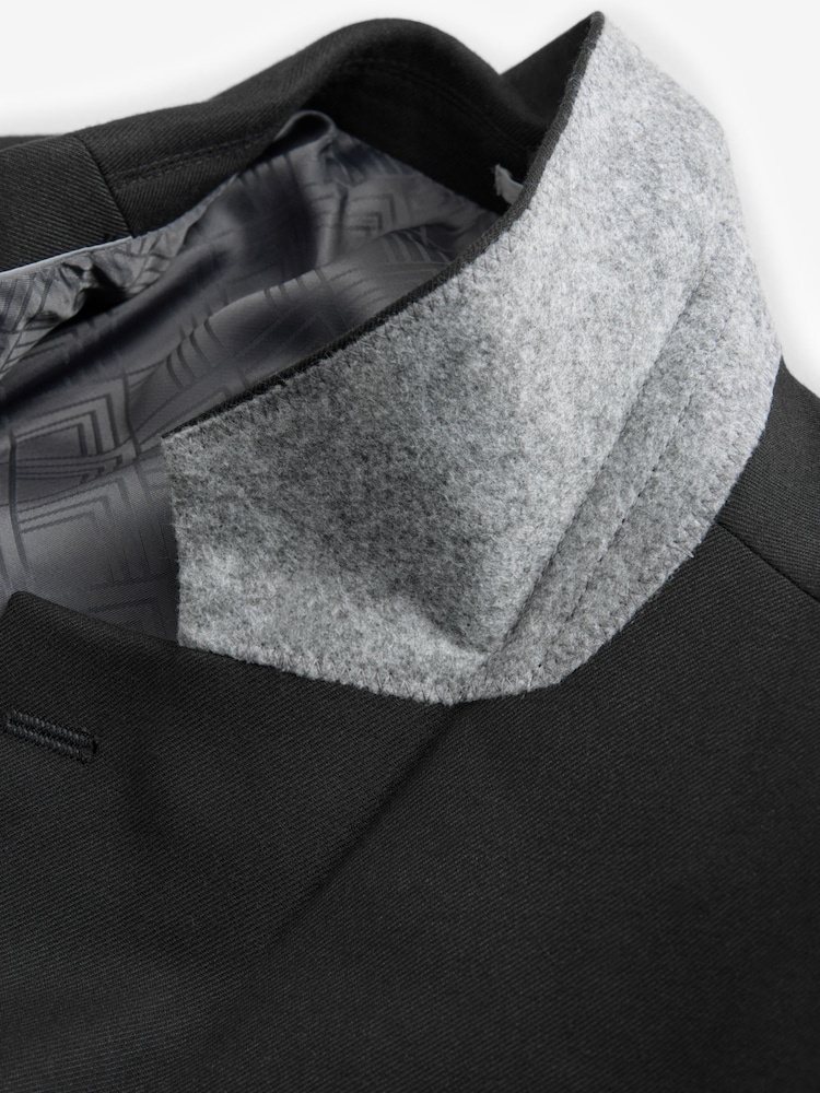 Noir - Coupe ajustée Flannel Costume Veste - Image 9 of 10