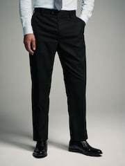 Black Slim Fit Flannel Suit Trousers - Image 1 of 8
