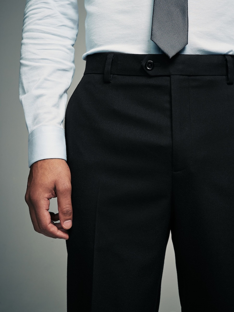Schwarz - Slim Fit Flannel Suit Trousers - Image 4 of 8