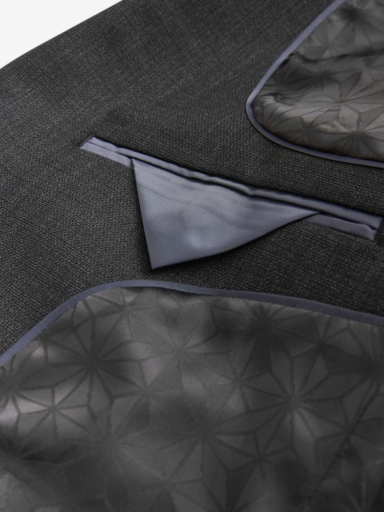 Noir - Tailored Fit - Veste de costume en laine texturée - Image 10 of 11