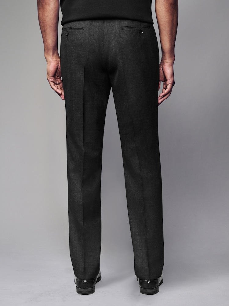 Black Tailored Fit Textured Wool Suit Trousers - Image 3 of 8