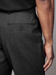 Black Tailored Fit Textured Wool Suit Trousers - Image 4 of 8