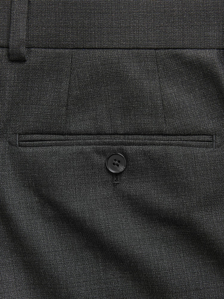 Black Tailored Fit Textured Wool Suit Trousers - Image 7 of 8