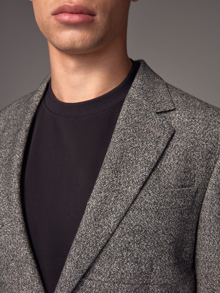 Gris de charbon de bois - Slim Fit Donegal Suit Jacket - Image 3 of 10