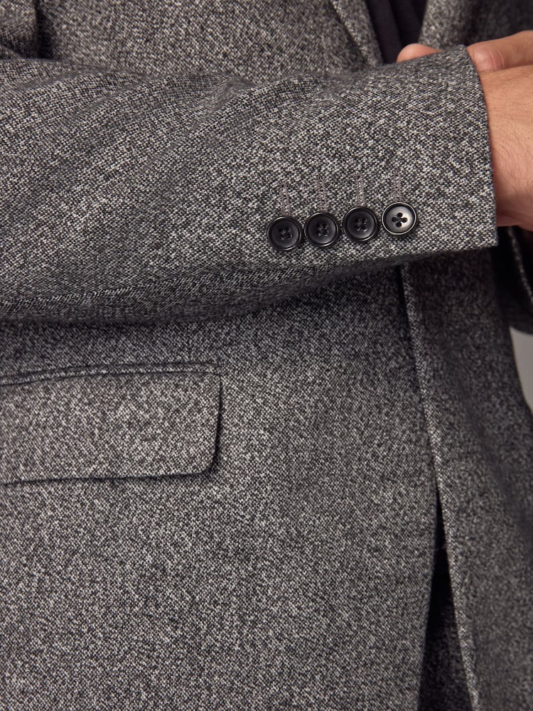 Gris de charbon de bois - Slim Fit Donegal Suit Jacket - Image 4 of 10