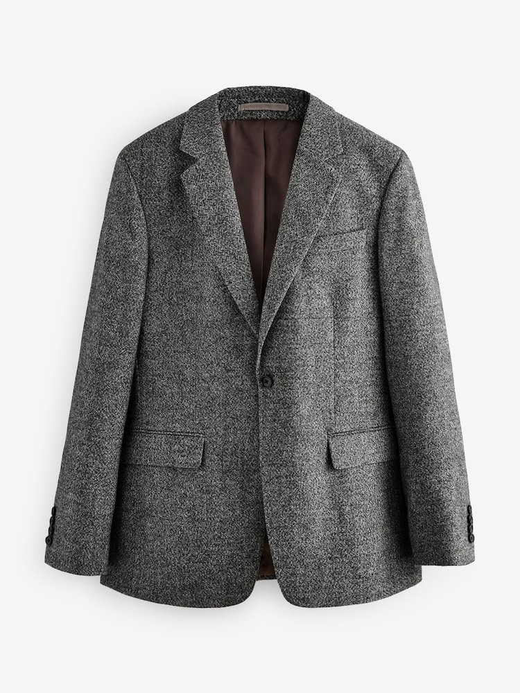 Gris de charbon de bois - Slim Fit Donegal Suit Jacket - Image 6 of 10