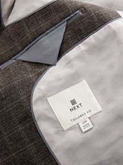 Brown Slim Fit Brushed Check Suit Jacket - Image 10 of 10