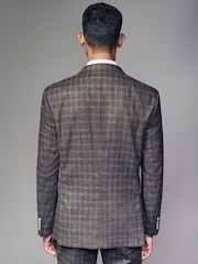 Brown Slim Fit Brushed Check Suit Jacket - Image 4 of 10