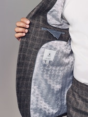 Brown Slim Fit Brushed Check Suit Jacket - Image 5 of 10