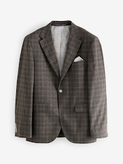 Brown Slim Fit Brushed Check Suit Jacket - Image 6 of 10