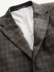 Brown Slim Fit Brushed Check Suit Jacket - Image 7 of 10
