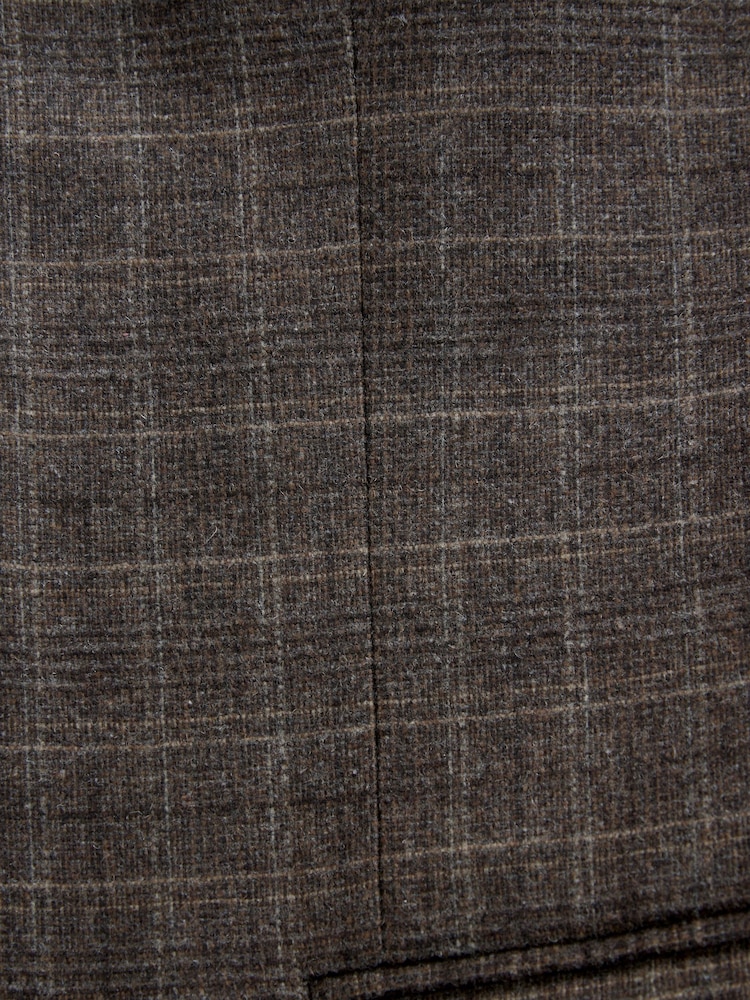 Brun - Coupe ajustée Brushed Carreaux Costume Veste - Image 8 of 10