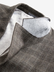 Brown Slim Fit Brushed Check Suit Jacket - Image 9 of 10