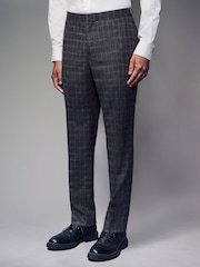 Brown Slim Fit Brushed Check Suit Trousers - Image 1 of 10
