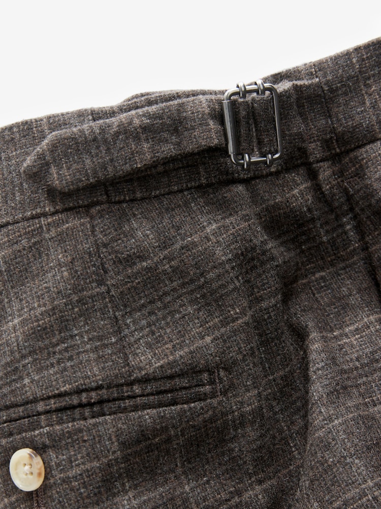 Brown Slim Fit Brushed Check Suit Trousers - Image 10 of 10