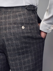 Brown Slim Fit Brushed Check Suit Trousers - Image 5 of 10