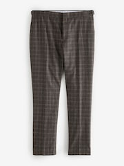 Brown Slim Fit Brushed Check Suit Trousers - Image 6 of 10