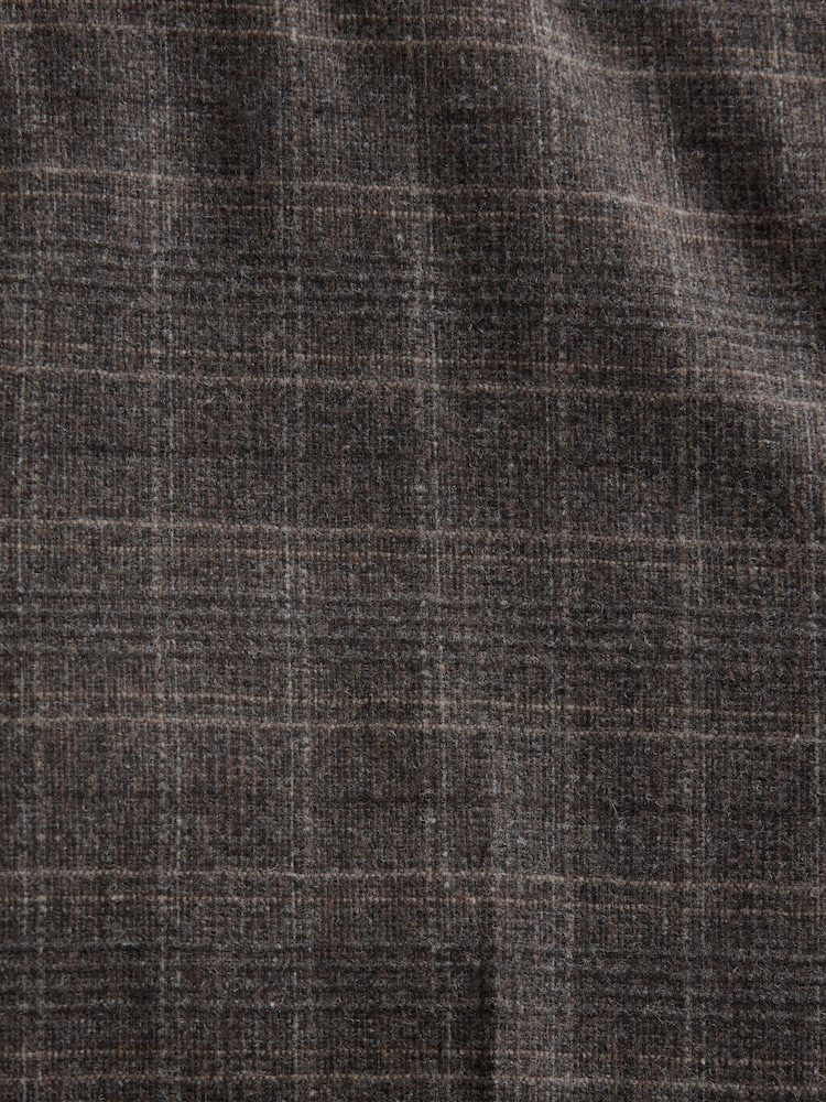 Brun - Coupe ajustée Brushed Carreaux Pantalon de costume - Image 8 of 10