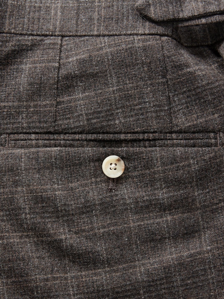Brun - Coupe ajustée Brushed Carreaux Pantalon de costume - Image 9 of 10