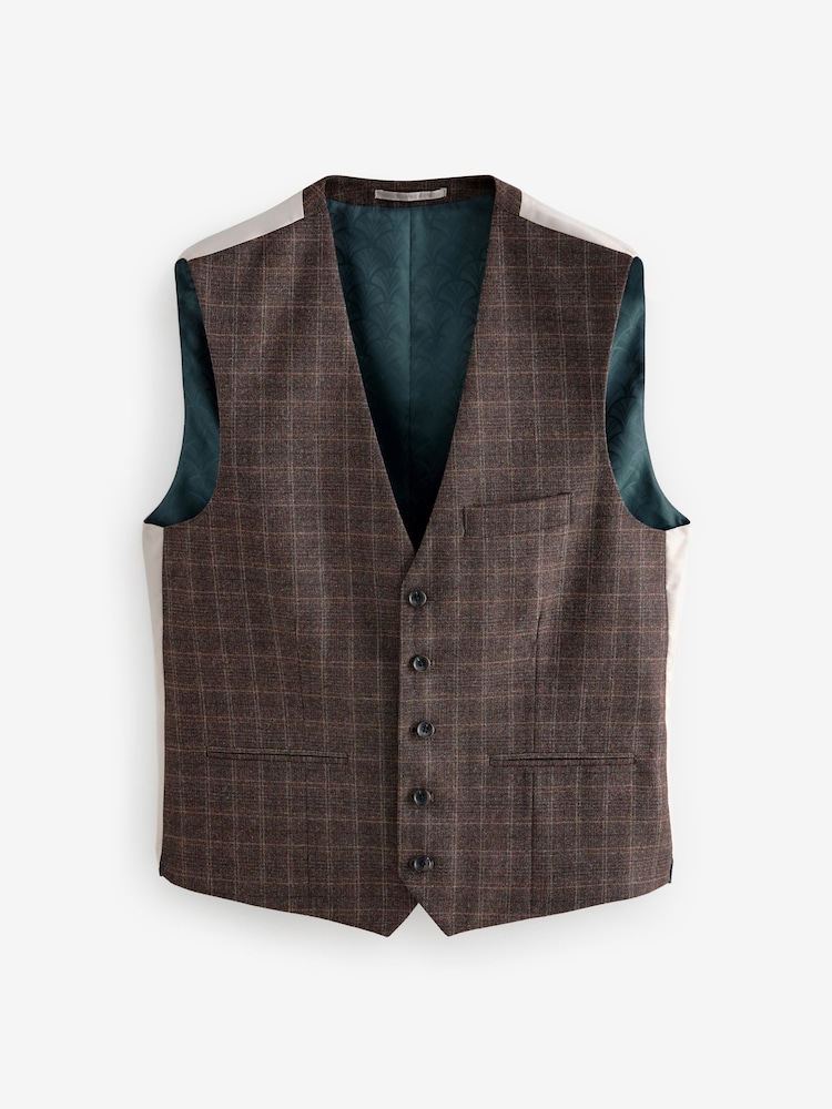 Brun - Gilet de costume Carreaux brossé - Image 1 of 4