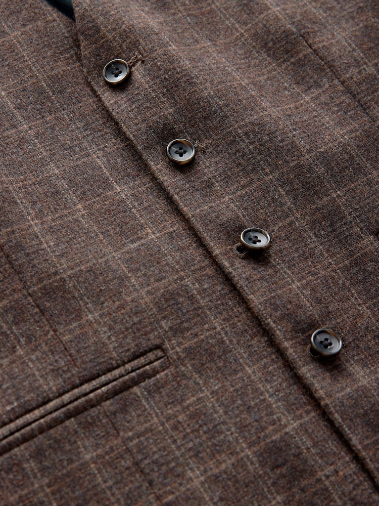 Brun - Gilet de costume Carreaux brossé - Image 2 of 4