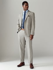 Neutral Slim Fit Check Suit Trousers - Image 5 of 9