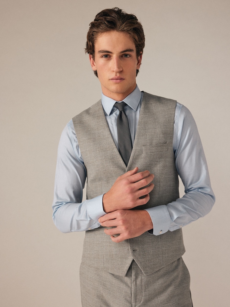 Нейтральный - Slim Fit Check Suit Waistcoat - Изображение 1 из 9 Нейтральный - Slim Fit Check Suit Waistcoat - Изображение 1 из 9