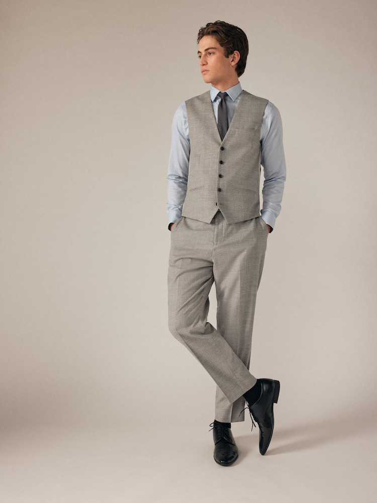 Нейтральный - Slim Fit Check Suit Waistcoat - Изображение 2 из 9 Нейтральный - Slim Fit Check Suit Waistcoat - Изображение 2 из 9