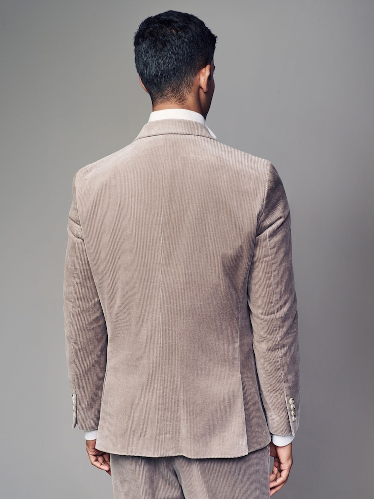 Neutral Slim Fit Cotton Corduroy Suit Jacket - Image 3 of 9