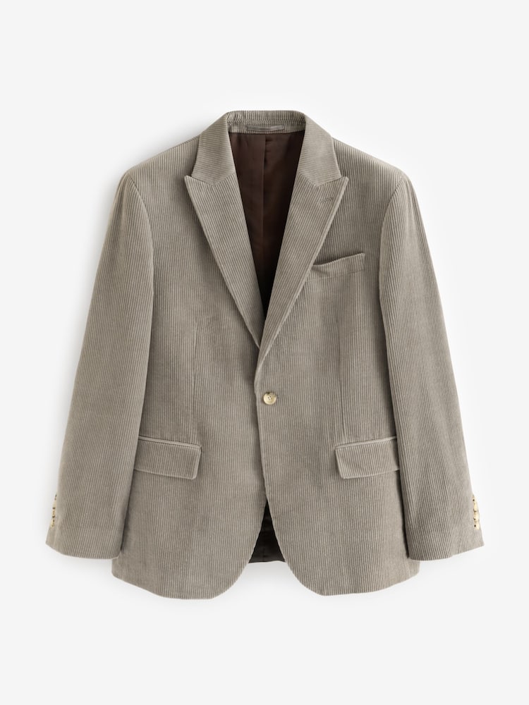 Neutral Slim Fit Cotton Corduroy Suit Jacket - Image 6 of 9