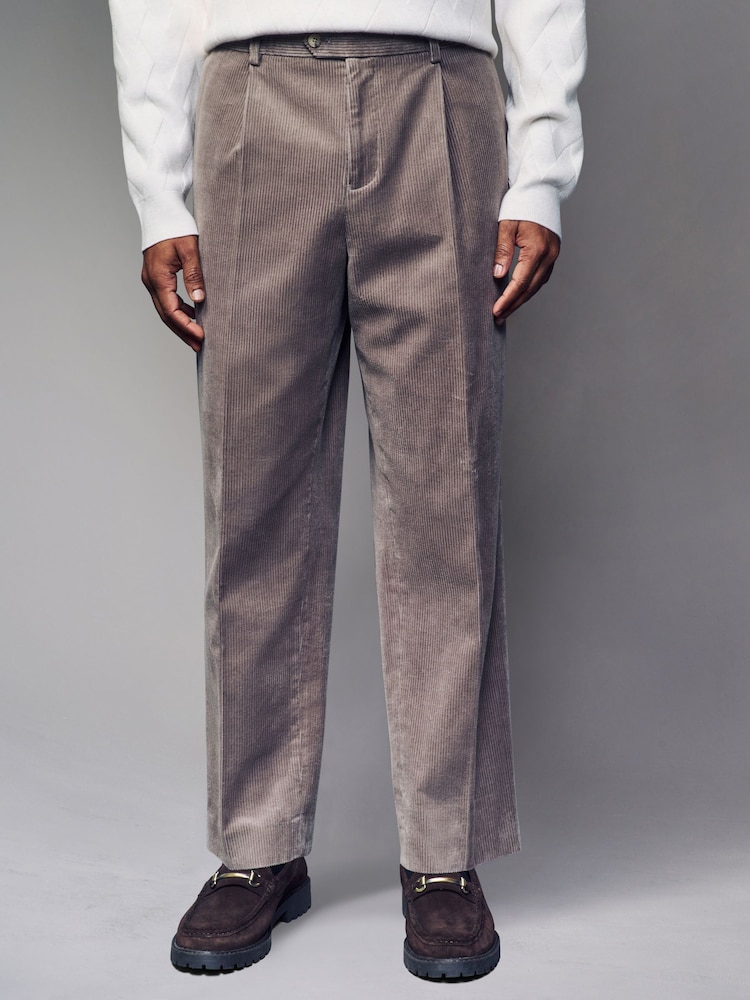 Neutral Straight Fit 100% Cotton Corduroy Suit Trousers - Image 1 of 9