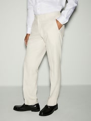 Ecru Cream Slim Fit Tuxedo Suit Trousers - Image 1 of 10