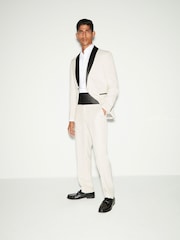 Ecru Cream Slim Fit Tuxedo Suit Trousers - Image 2 of 10