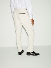 Ecru Cream Slim Fit Tuxedo Suit Trousers - Image 3 of 10