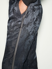 Navy Blue Slim Fit Camo Tuxedo Suit Trousers - Image 6 of 10