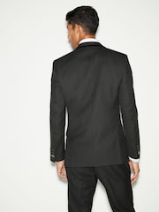 Black Trimmed Textured Self Lapel Tuxedo Suit Jacket - Image 3 of 11