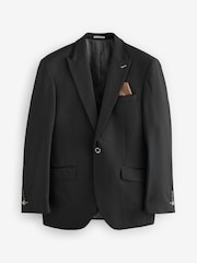 Black Trimmed Textured Self Lapel Tuxedo Suit Jacket - Image 7 of 11