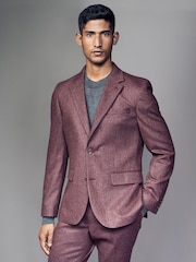 Pink Slim Fit Wool Donegal Suit Jacket - Image 1 of 5