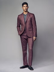 Pink Slim Fit Wool Donegal Suit Jacket - Image 2 of 5