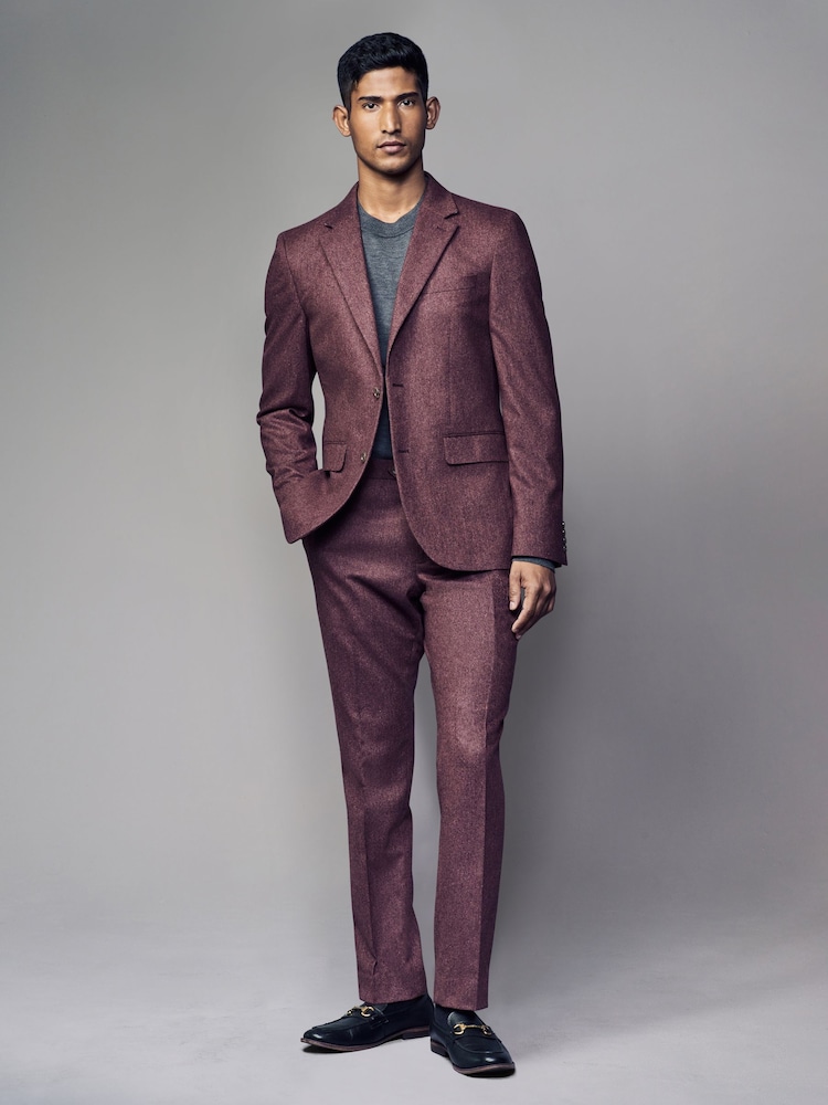 Pink Slim Fit Wool Donegal Suit Jacket - Image 2 of 5