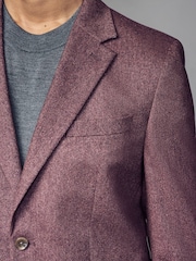 Pink Slim Fit Wool Donegal Suit Jacket - Image 4 of 5