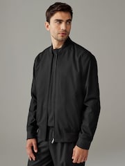 Czarny - Slim Fit Flannel Bomber Jacket - Image 1 of 11