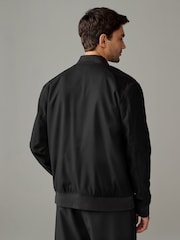 Czarny - Slim Fit Flannel Bomber Jacket - Image 2 of 11