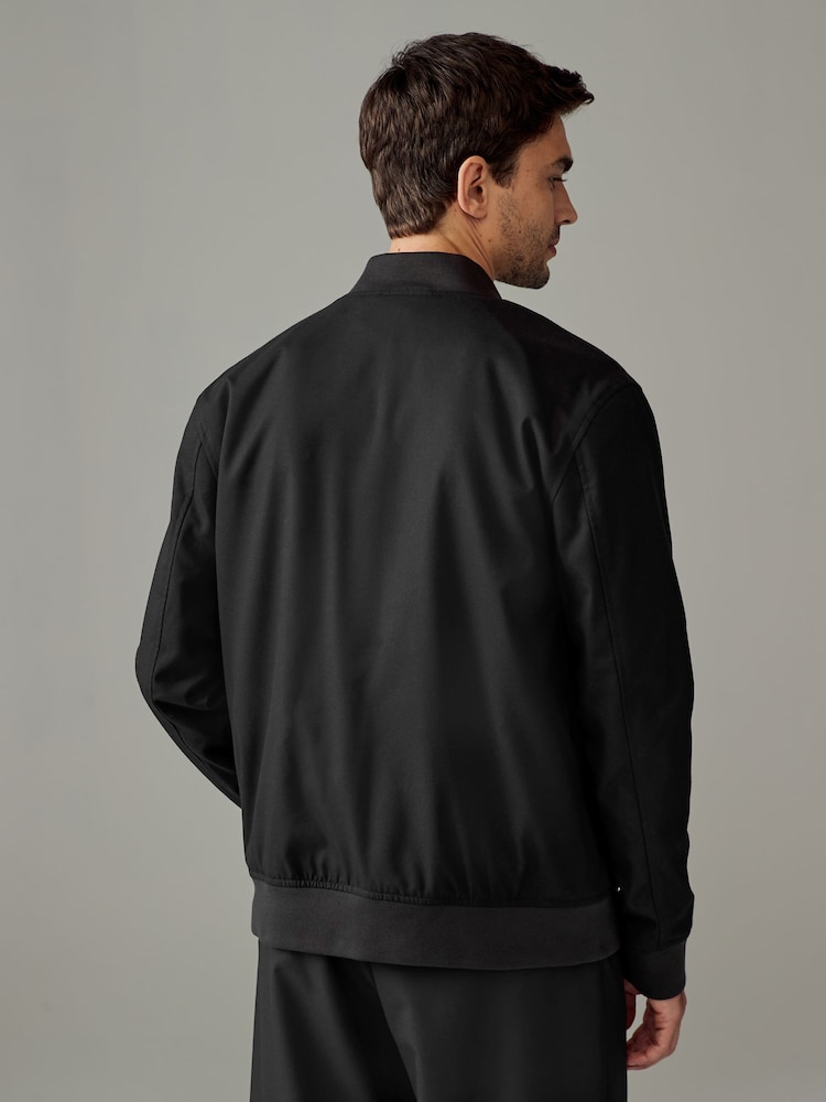 Czarny - Slim Fit Flannel Bomber Jacket - Image 2 of 11