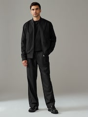 Czarny - Slim Fit Flannel Bomber Jacket - Image 3 of 11